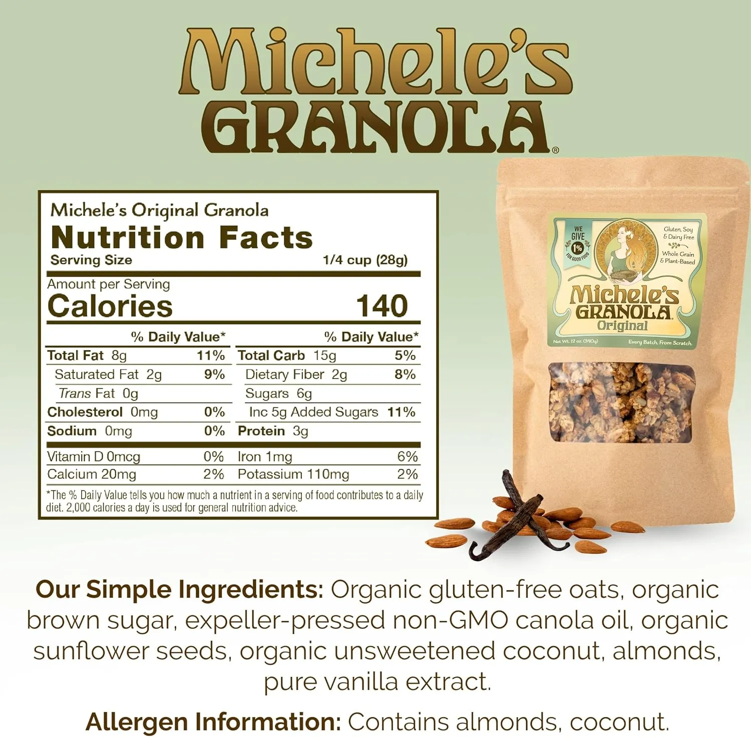 Michele's Granola Original, Gluten-Free & Non-GMO, 2.25 Pound Bulk Bag