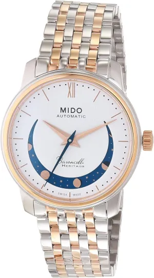 MIDO Baroncelli Smiling Moon Lady - Swiss Automatic Watch for Women - White Dial - Case 33mm - M0272072201001