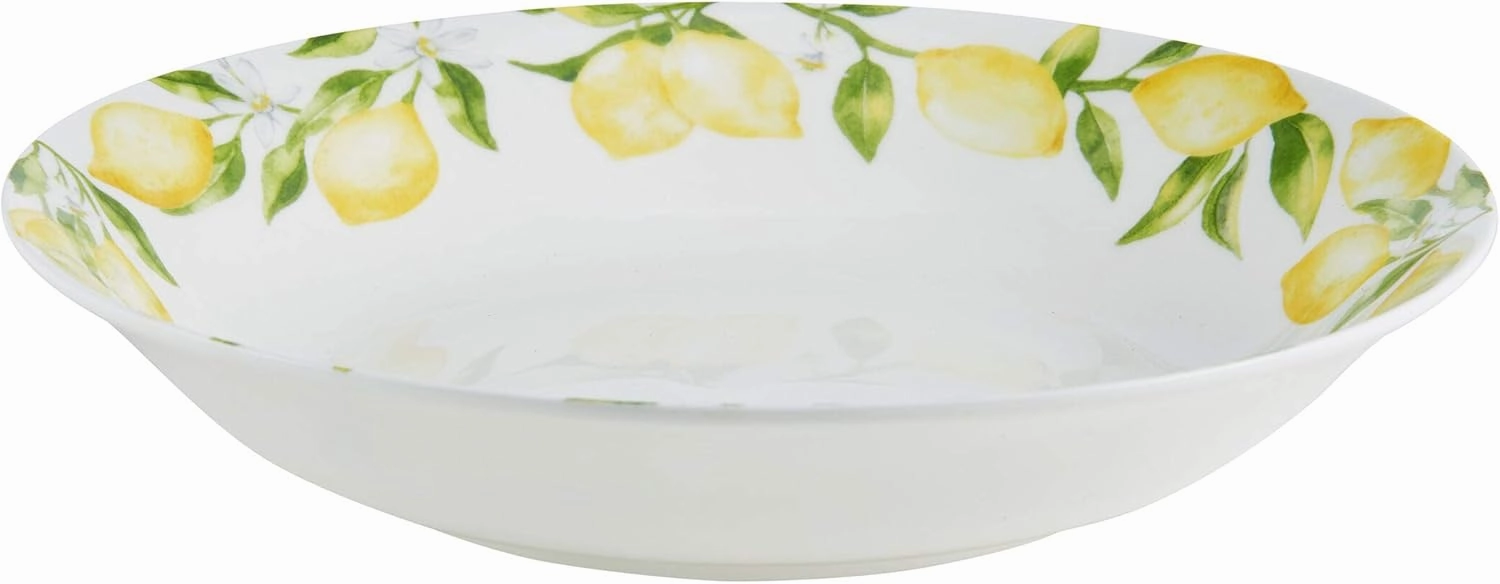 Mikasa Lemons Bone China Lightweight Chip Resistant Serving Bowl, 10-Inch, Multicolored