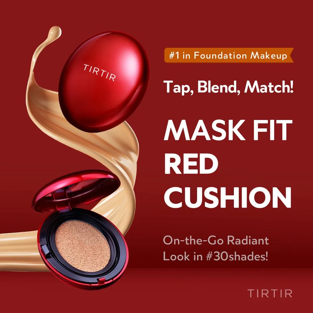 [*Mini Size*] TIRTIR Mask Fit Red Cushion Foundation | Full coverage, Weightless, Skin fit, Satin Glow Finish, Korean Makeup Cushion Foundation (#22W Sheer Beige, 0.15 Fl Oz)