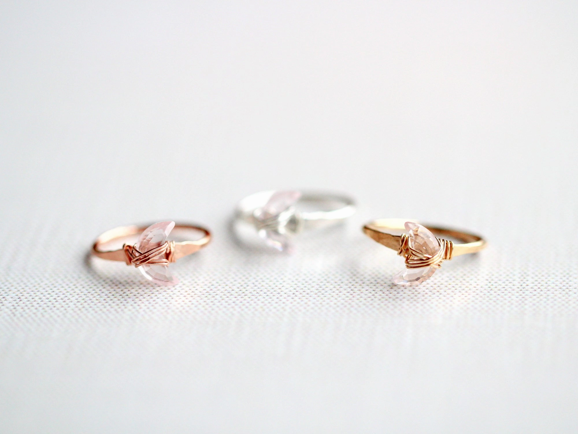 Mini Moonbeam Ring - Rose Quartz