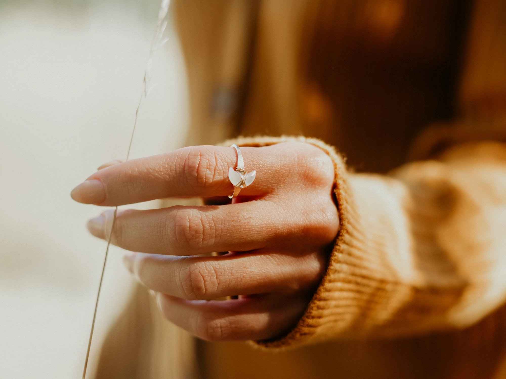 Mini Moonbeam Ring - Rose Quartz