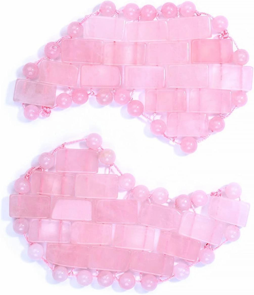 Mini Rose Quartz Eye Mask Natural Jade Cool Eye Mask For Facials Puffy Eyes Dry Eyes,Moon Pink 2pcs
