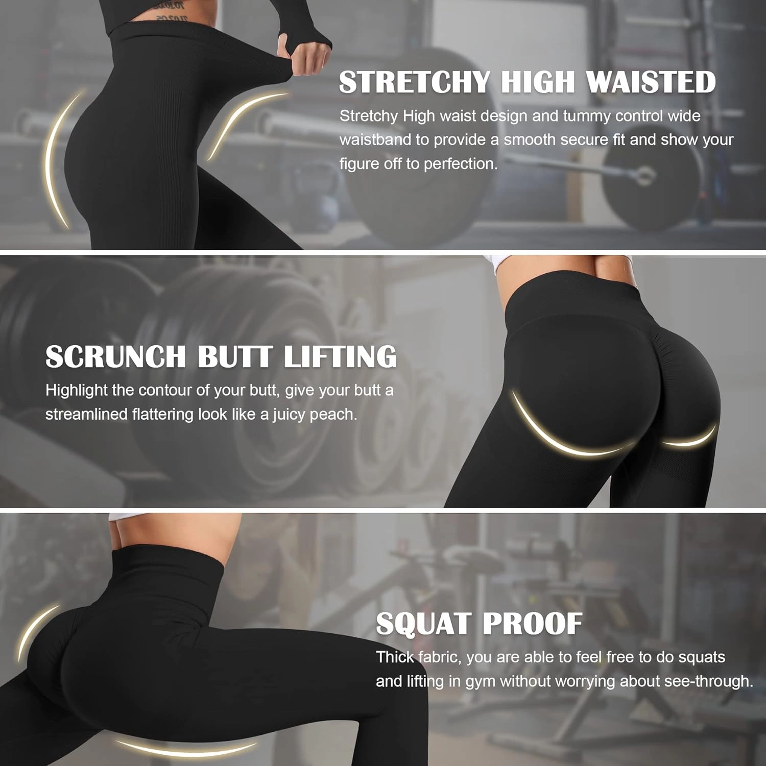 MOHUACHI Women Scrunch Butt Lifting Leggings for Women Seamless High Waisted Workout Yoga Pants Gym Booty Tights