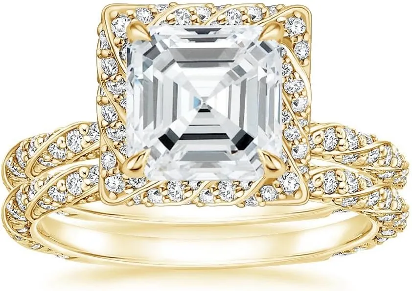 Moissanite Diamond Wedding Ring, Main Stone 3 CT, Round/Oval/Cushion/Princess/Asscher/Radiant Shape, Sterling Silver Bridal Rings for Her