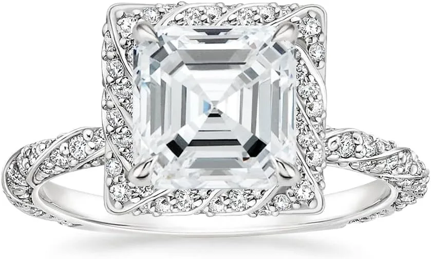 Moissanite Diamond Wedding Ring, Main Stone 3 CT, Round/Oval/Cushion/Princess/Asscher/Radiant Shape, Sterling Silver Bridal Rings for Her