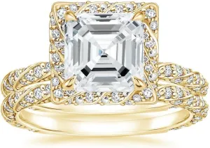 Moissanite Diamond Wedding Ring, Main Stone 3 CT, Round/Oval/Cushion/Princess/Asscher/Radiant Shape, Sterling Silver Bridal Rings for Her