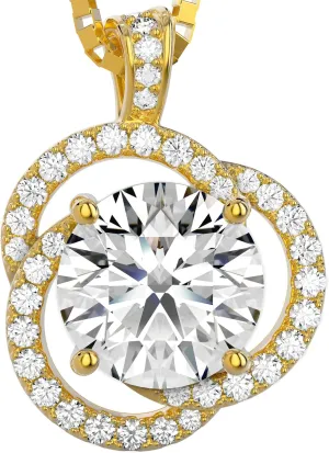 Moissanite Necklace for Women, 1ct 2ct 3ct, GRA Certified Rose Gold, Gold & Sterling Silver Swirling Moissanite Pendant Jewelry Gift for Her – Wife, Anniversary, Wedding, Valentine's Day, Birthday