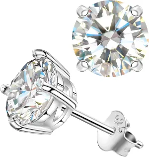 Moissanite Stud Earrings for Women, Lab Created Diamond Solitaire Earrings Gold Vermeil 925 Sterling Silver Jewelry Gift Women Men