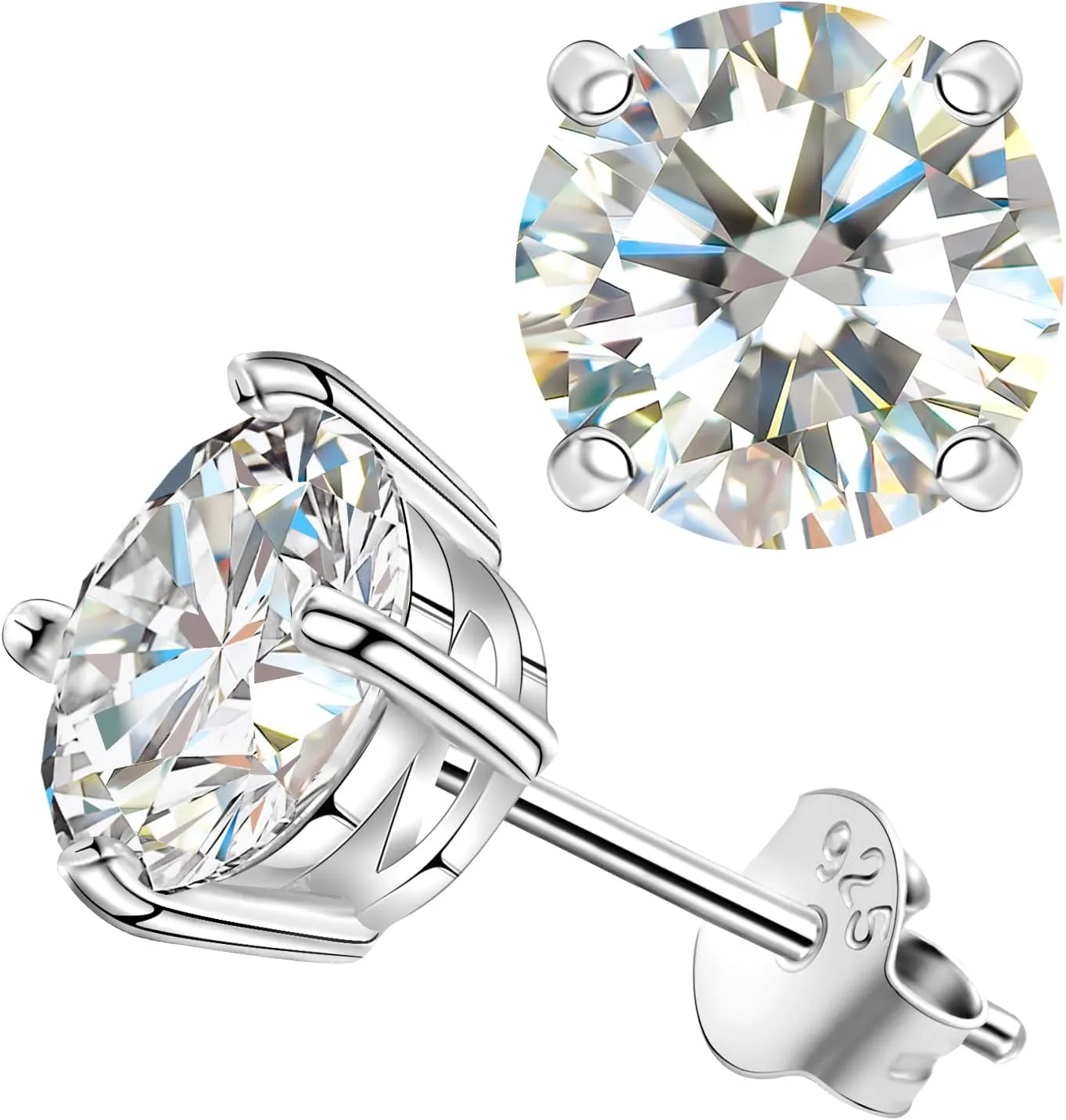 Moissanite Stud Earrings for Women, Lab Created Diamond Solitaire Earrings Gold Vermeil 925 Sterling Silver Jewelry Gift Women Men