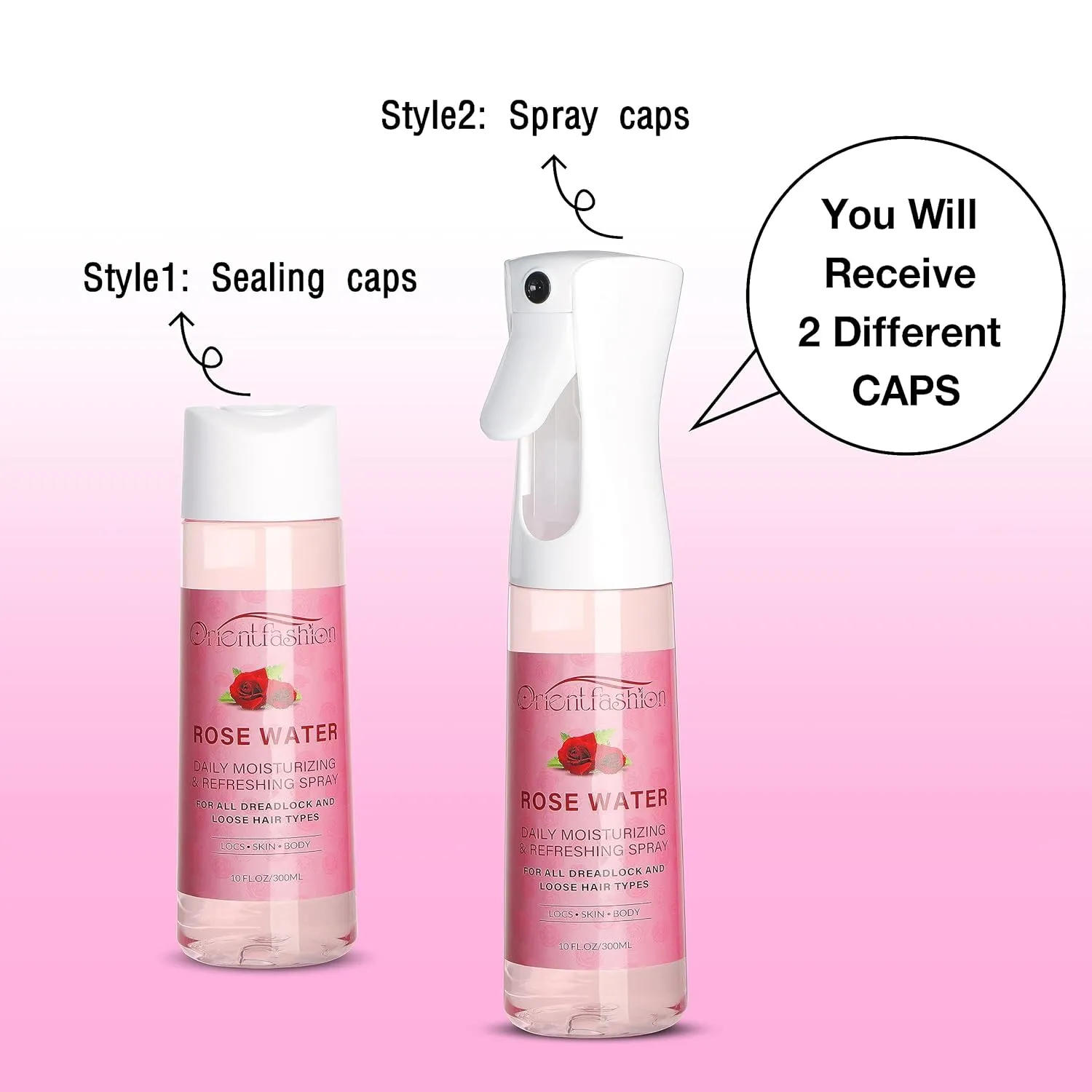 Moisturizing Refreshing Spray for Locs- Rose Water Hair Scalp Moisturizer, Castor Oil- Natural Loc Care and Maintenance (Rose, 10 Fl oz)