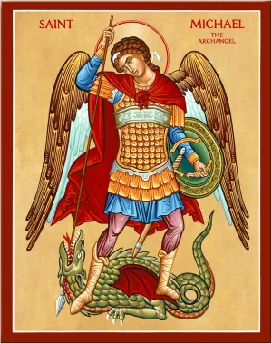 Monastery Icons Archangel Saint Michael The Defender Mounted Plaque Icon Reproduction (11” x 14”)