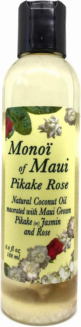 Monoi of Maui Pikake Rose Natural Coconut Oil for Skin, Hair, Tanning, and Massage