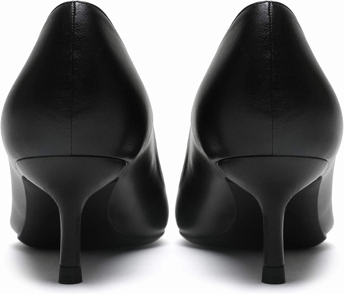 MOOMMO Kitten Heel Pumps Pointed Toe Satin Slip On 2 Inch Mid Heel Dress Shoes Classic Work Pumps for Office Ladies Wedding Bridal Party 4-13 M US