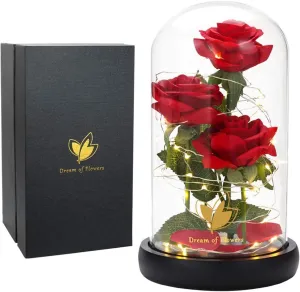 Mothers Day Rose Gifts for Mom,Beauty and The Beast Rose,Flowers for Delivery Prime,Galaxy Flower Rose Gift,Girlfriend Anniversary Rose Gifts,Silk Roses with LED Lights,Birthday Gifts for Women