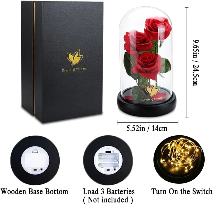 Mothers Day Rose Gifts for Mom,Beauty and The Beast Rose,Flowers for Delivery Prime,Galaxy Flower Rose Gift,Girlfriend Anniversary Rose Gifts,Silk Roses with LED Lights,Birthday Gifts for Women
