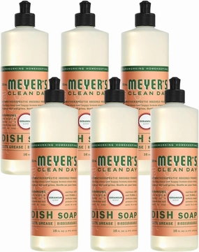MRS. MEYER'S CLEAN DAY Dish Soap, Geranium, 16-Ounce (Pack - 6)