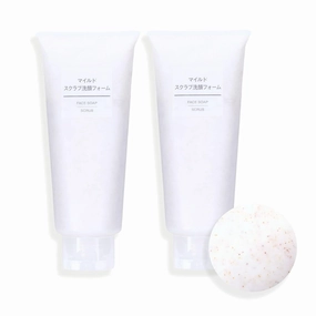 MU-JI Face Soap Scrub Exfoliator 200g 2 Pack - Gentle Exfoliating Face Wash for Women with Peach Kernel, Deep Cleansing & Moisturizing Facial Scrub, Additive-Free Exfoliate, No Fragrance or Colors