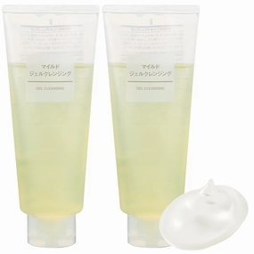 MU-JI Mild Gel Cleanser 200g x 2 Pack - Japanese Makeup Remover for Sensitive Skin - Hydrating Facial Cleansing Gel with Apricot & Peach Leaf Extract - Daily Mild Face Wash Cleanser