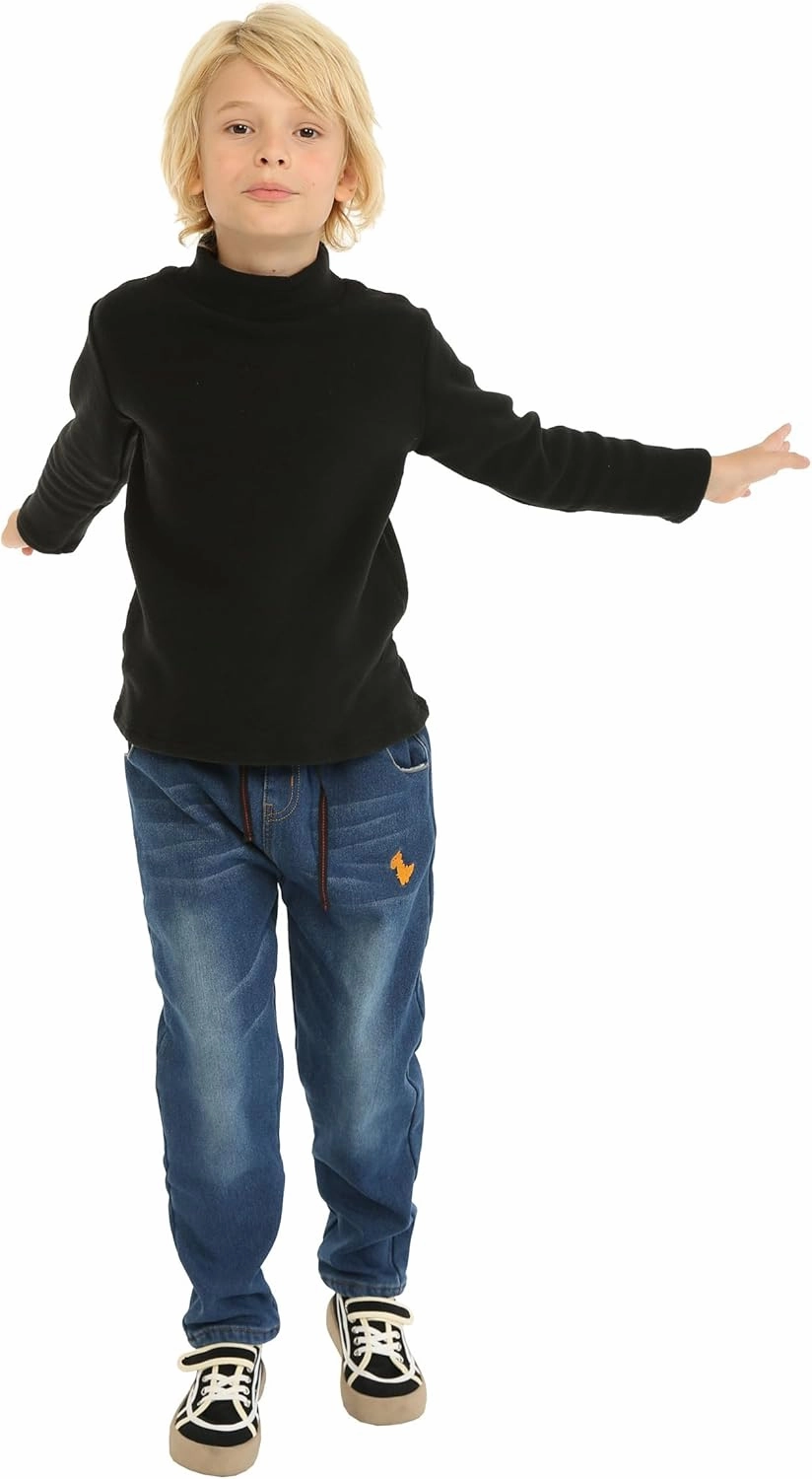 Mud Kingdom Kids Fleece Shirts High Collar Soft Tops Unisex