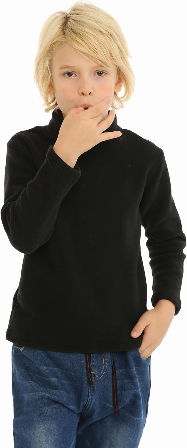 Mud Kingdom Kids Fleece Shirts High Collar Soft Tops Unisex