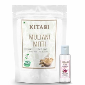 Multani Mitti 1 kg and Rose water 100ml Healing Clay | Bentonite clay - For Face and Skin Care