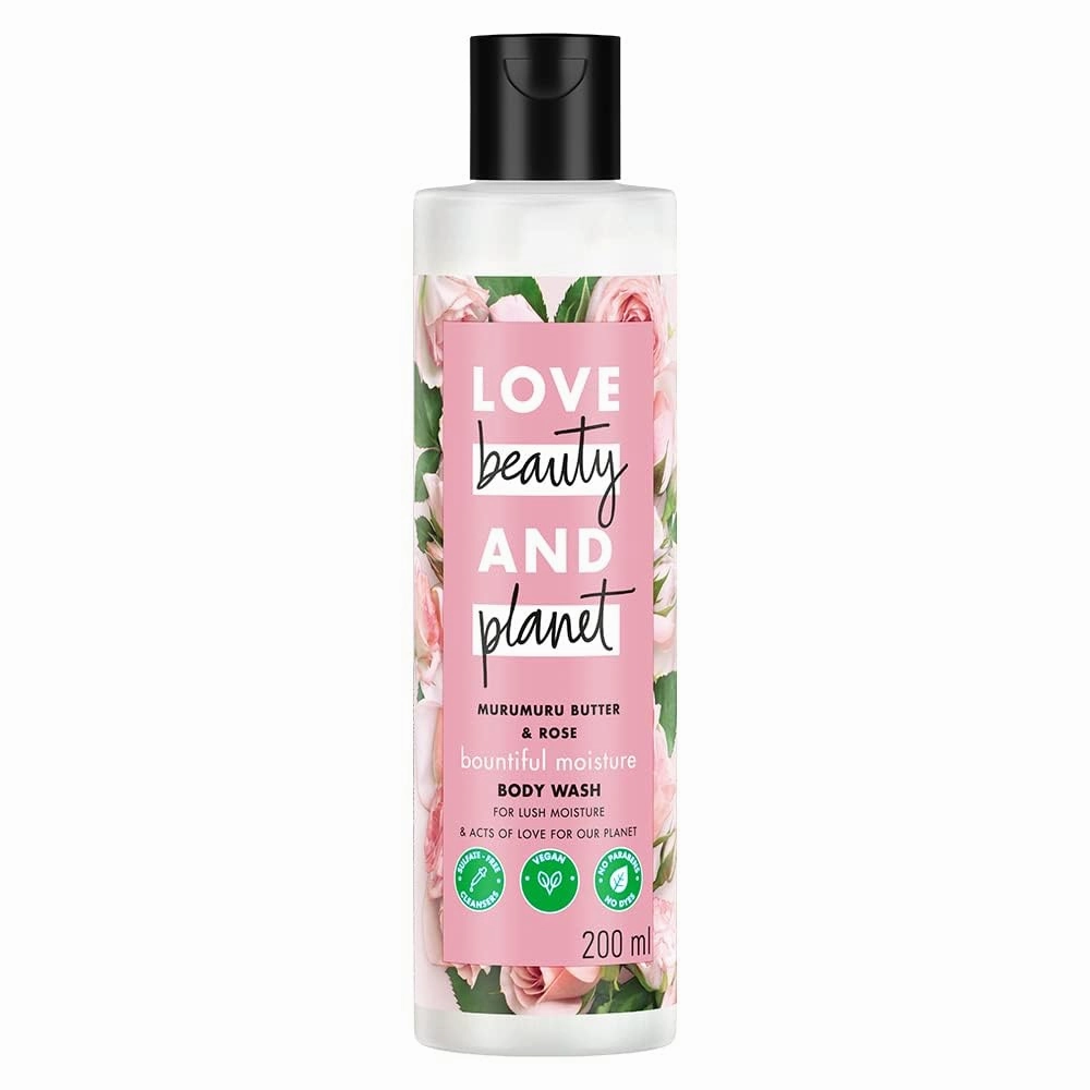 Murumuru Butter & Rose Moisturising Body Wash I Liquid Shower Gel I Sulfate Free, Paraben Free, 200 ml