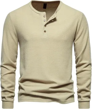Muscularfit Mens Shirts Long Sleeve Button Down Solid Polo Shirt Casual Solid Henley T-Shirts Slim Fit Gym Workout Tee Tops