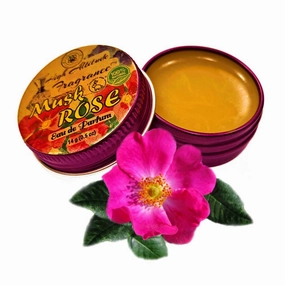 MUSK ROSE Perfume - Eau de Parfum - Solid Balm - Aromatherapy Essential Oils (Rosa Moschata, De Mai, Damascena, White Champaca, Tuberose) - Natural Fragrance - Travel Party Guest Favors Gifts 0.5oz