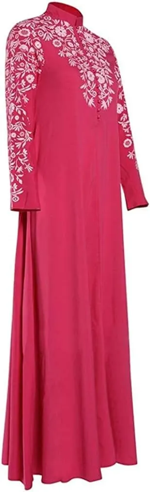 Muslim Abaya Dress for Women, Ramadan Middle East Arabian Robe Islamic Long Sleeve Embroidered Cardigan Dress