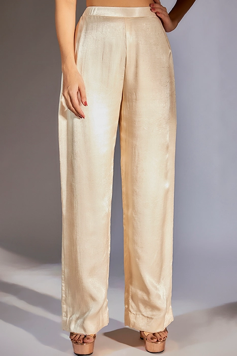 Mustard To Beige Ombre Ruffle Jacket With Embroidered Pant Set