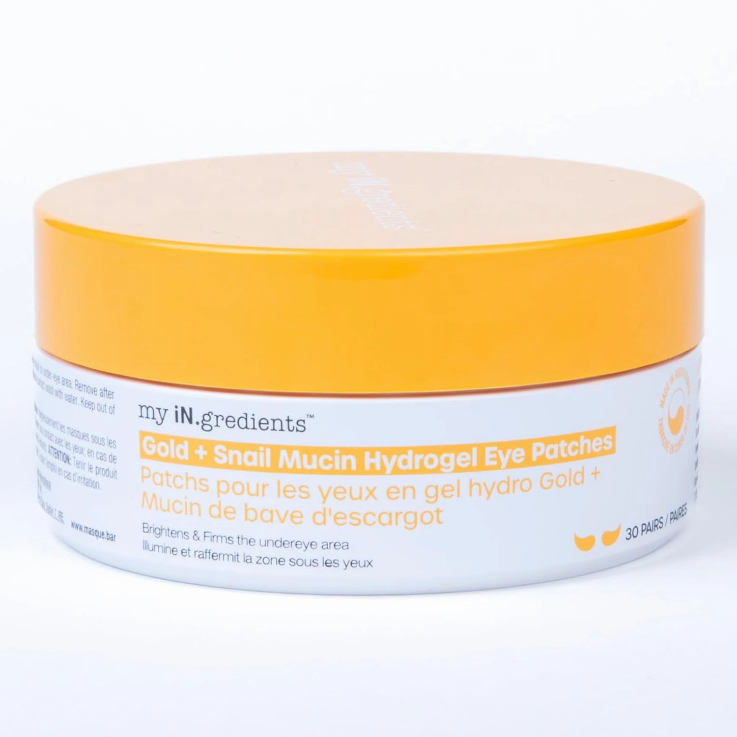 My Ingredients Gold & Snail Mucin Hydrogel Eye Patches 30 Pairs- Dark Circle and Puffy Eye Treatment, Energizing Solution for Tired Eyes, Korean Under Eye Patches for Dark Circles and Undereye Bags