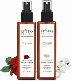My..s.t.i.q L.i.v.i.n.g... Combo of Rose Water & Jasmine Water Pure and Natural | Face Toner, Mist, Makeup Remover, Pore Cleanser | Organic, for Men & Women (200ML)