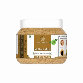 N.e.w.i.s...h 100% Pure Multani Mitti for Face 175g | Organic Fuller's Earth for Face Pack, Skin Whitening, Acne Control & Oil Absorption | Natural Multani Mitti Face Pack for Men & Women