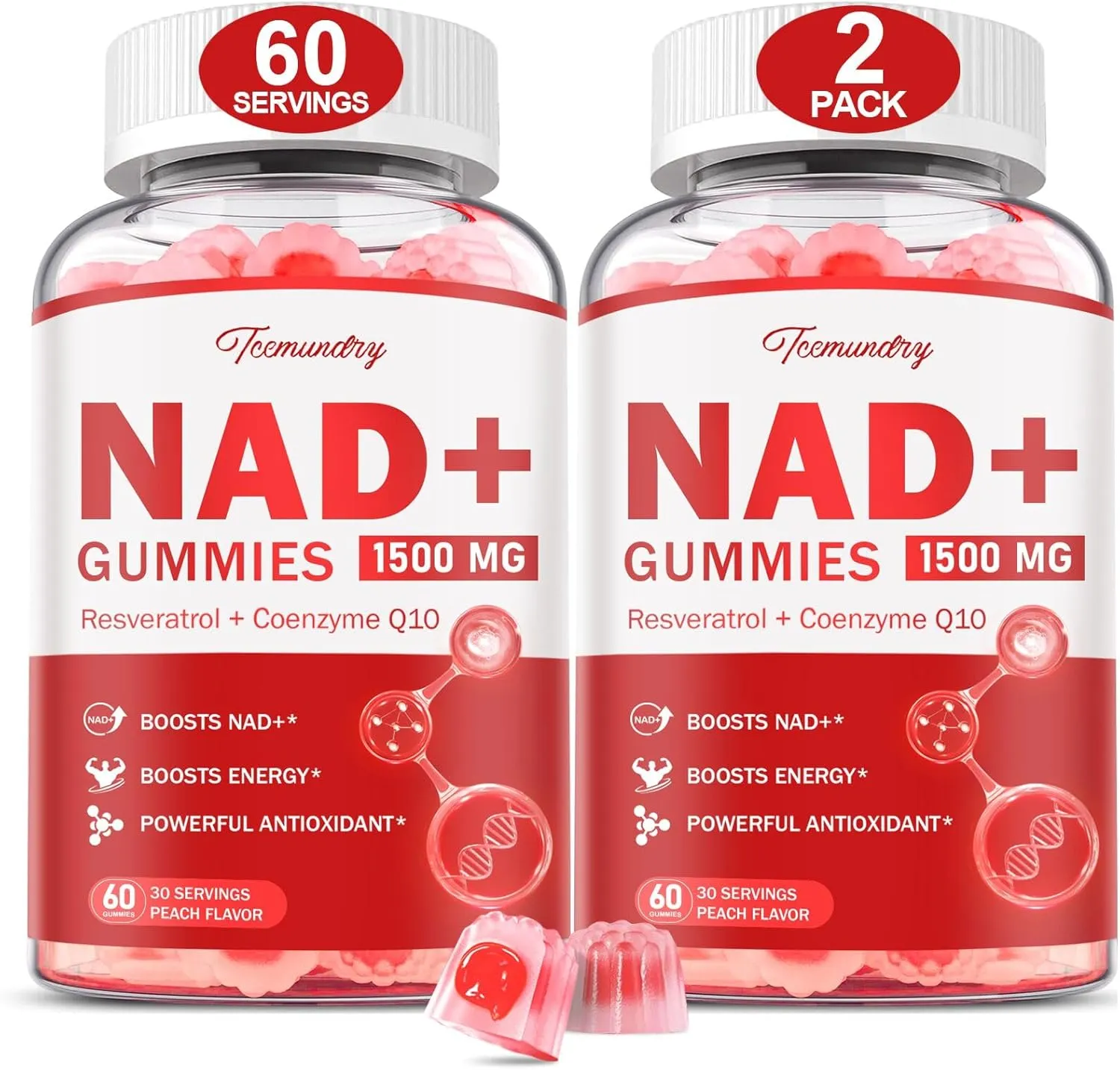 NAD Supplement Gummies for Women & Men - Liposomal NAD Nicotinamide Riboside 900mg with Resveratrol, Quercetin, CoQ10, Fisetin - NAD Resveratrol Supplement, Vegan, Non-GMO, 120 Gummies