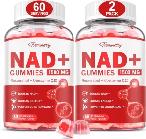 NAD Supplement Gummies for Women & Men - Liposomal NAD Nicotinamide Riboside 900mg with Resveratrol, Quercetin, CoQ10, Fisetin - NAD Resveratrol Supplement, Vegan, Non-GMO, 120 Gummies