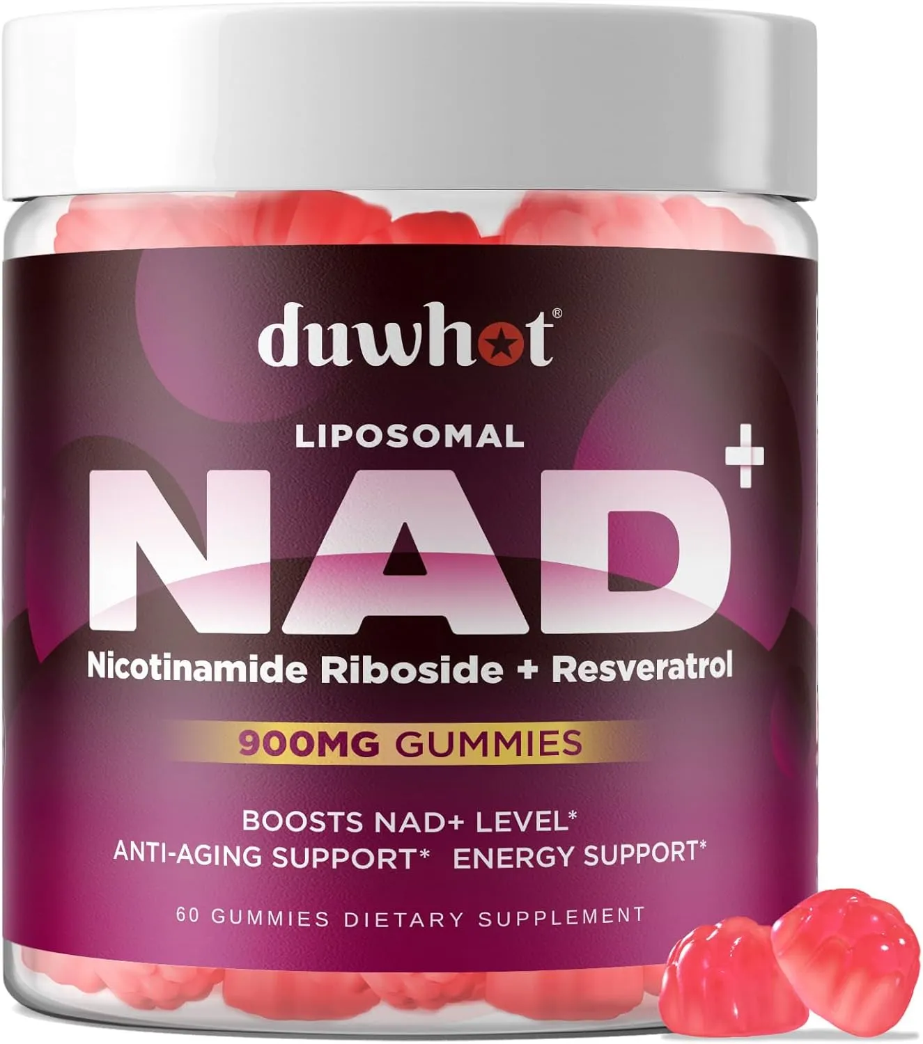 NAD Supplement Gummies Sugar Free, Liposomal Nicotinamide Riboside Resveratrol 900 MG for Women & Men, NAD  Supplement with Quercetin & Grape Seed Extract, Brain Support, Antioxidant, 60ct