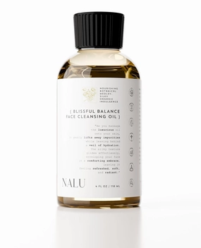 NALU Face Cleansing Oil. Virgin Green Tea Seed Oil, Organic Golden Jojoba, Organic Rose Otto. Nourishes, Removes Impurities & Makeup. Uncloges Pores & Soothes Irritations. All Skin Types. 4 fl oz