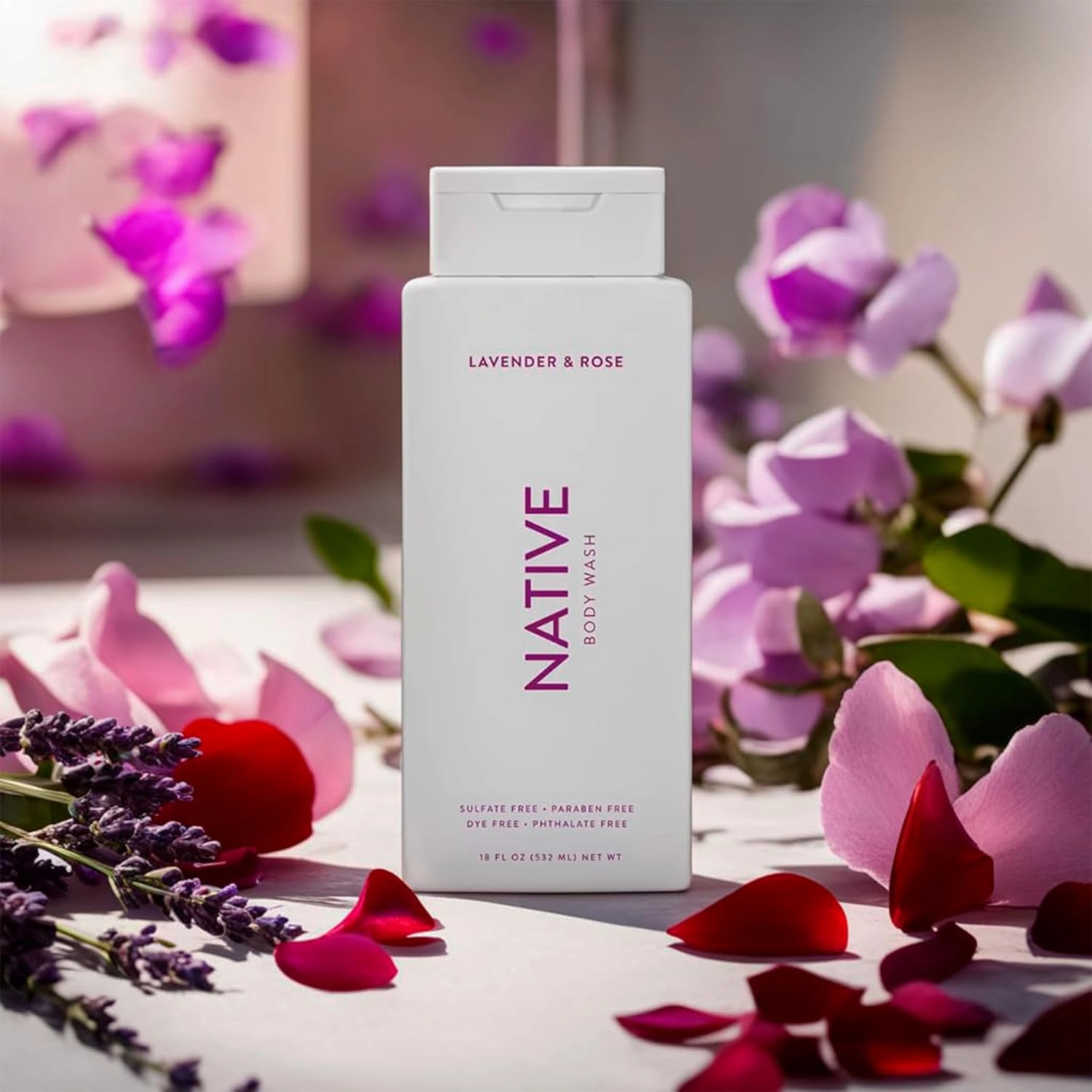 Native Natural Body Wash, Lavender & Rose, Sulfate Free, Paraben Free, 18 oz - Pack Of 01