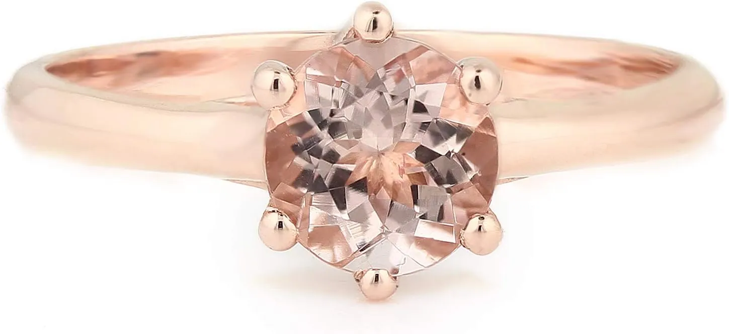 Natural 6mm Round Moragnite Solitaire Engagement Ring in 10K Rose Gold