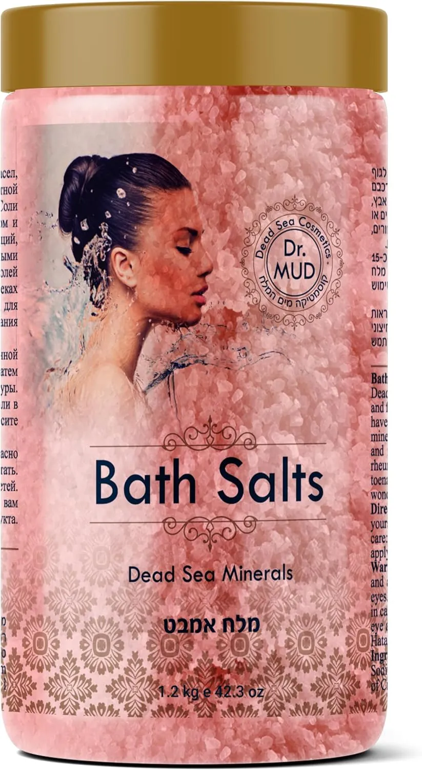 Natural Dead Sea Salt 100% Mineral-Rich Bath Soak, More Minerals Than Epsom Salt, Deep Relaxation, Detox, Exfoliates & Softens Skin, Helps Psoriasis, Eczema, Joint & Muscle (42.3 oz, Rose)