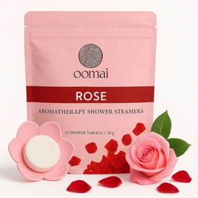 Natural Aromatherapy Shower Steamers, Rose Scented, Lotus Shaped Tray Included