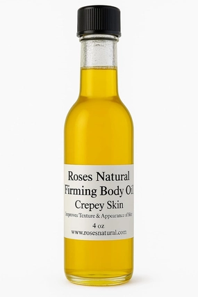 Natural Firming Body Oil for Crepey Skin, 3 OZ, Plant-Based, Vitamin C, Hyaluronic Acid, Natural Ingredients, Improves Texture and Elasticity, Organic, Vegan, Made in the USA