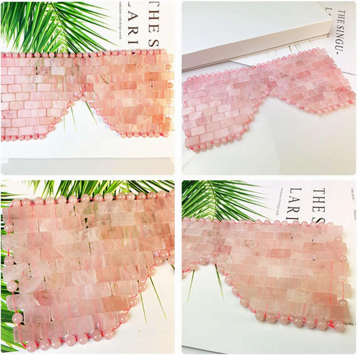 Natural Rose Quartz Face Jade Mask Eyes Massager Pink Jade Sleep Eye Mask,Rose Quartz