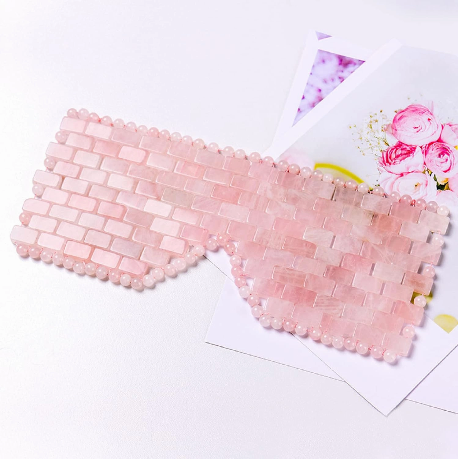 Natural Rose Quartz Face Jade Mask Eyes Massager Pink Jade Sleep Eye Mask,Rose Quartz