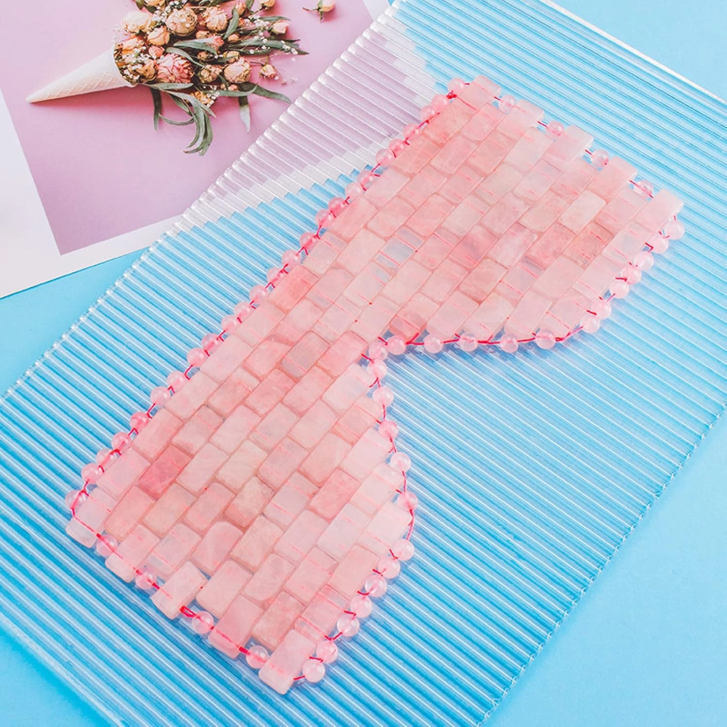 Natural Rose Quartz Face Jade Mask Eyes Massager Pink Jade Sleep Eye Mask,Rose Quartz