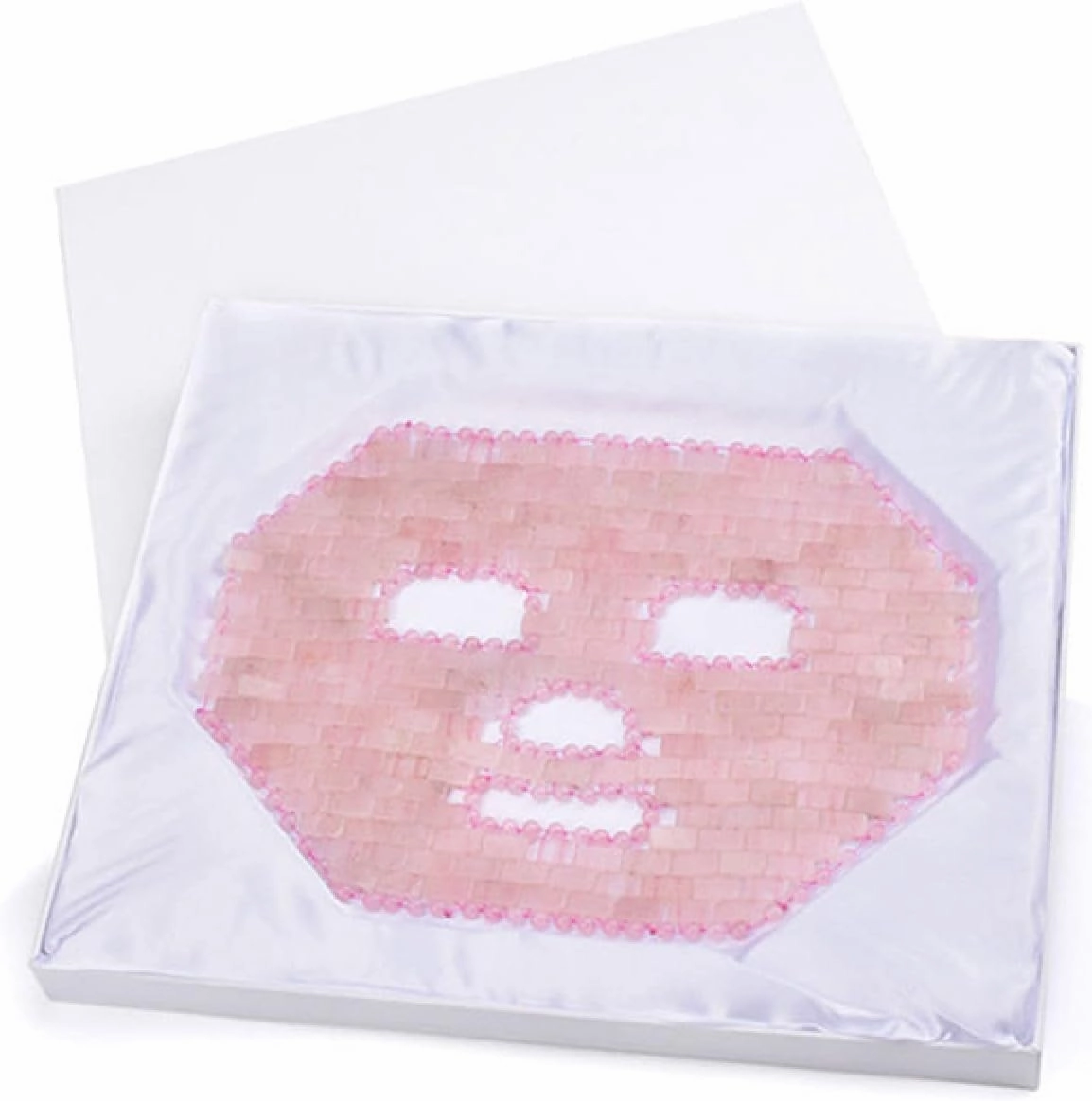 Natural Rose Quartz Face Mask Jade Stone Gua Sha Massage Sleeping Eye Care Natural Crystal,Rose Quartz With Box