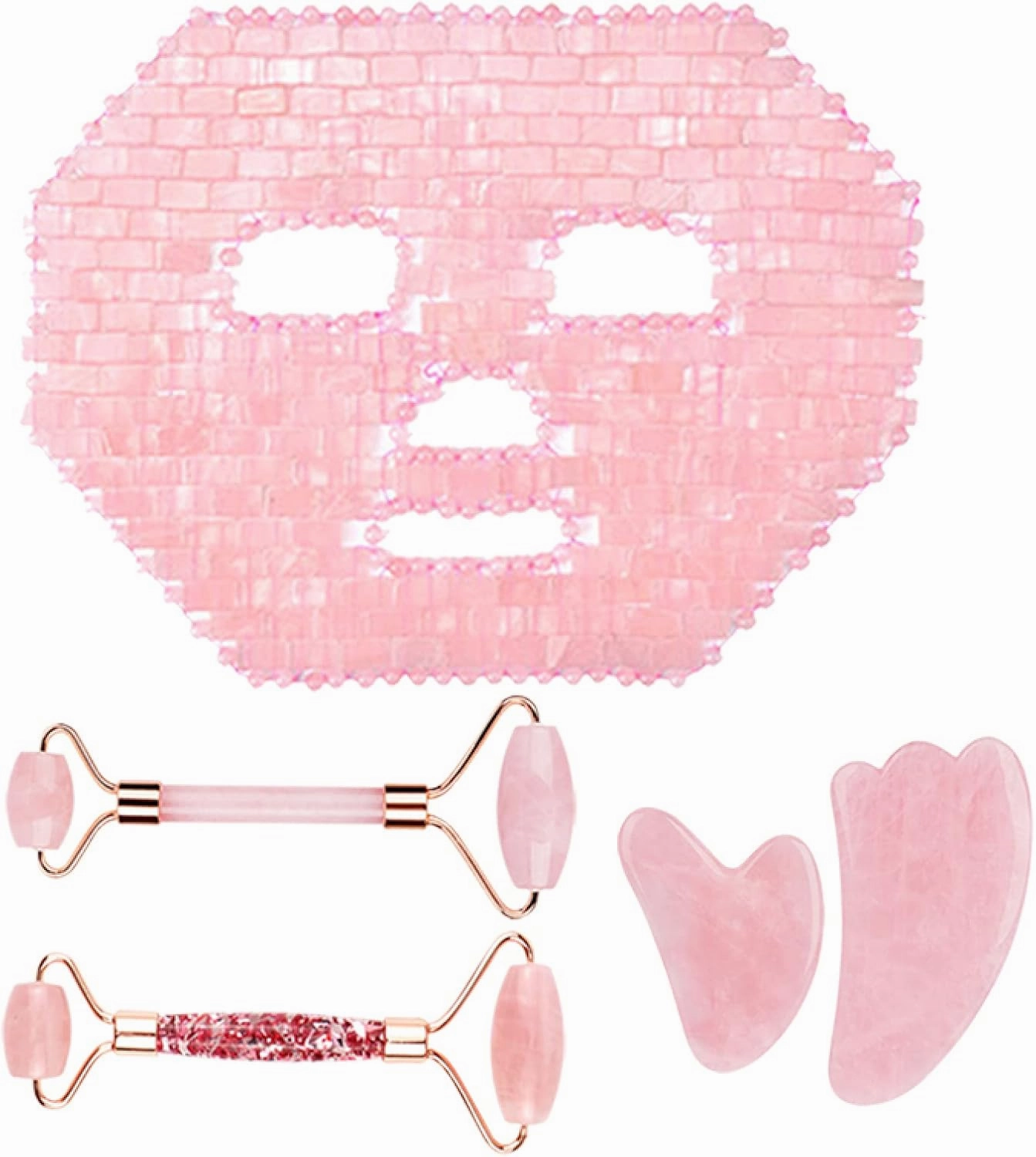 Natural Rose Quartz For Face Jade Roller Gua Sha Massage Face Roller Eye Sleeping Mask Tools,type D