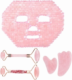 Natural Rose Quartz For Face Jade Roller Gua Sha Massage Face Roller Eye Sleeping Mask Tools,type D