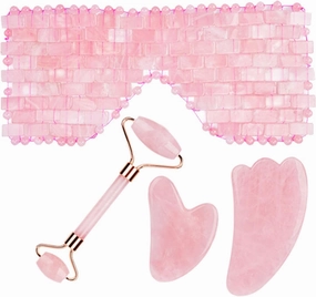 Natural Rose Quartz For Face Jade Roller Gua Sha Massage Face Roller Eye Sleeping Mask Tools,type F